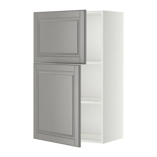 МЕТОД Навесной шкаф с полками/2дверцы - белый, Будбин серый