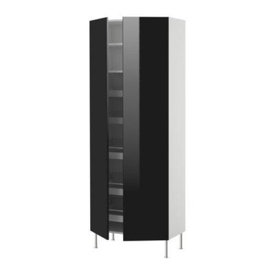 ФАКТУМ Высокий шкаф с ящиками/полками - Абстракт черный, 80x211x37 см ФАКТУМ Высокий шкаф с ящиками/полками - Абстракт черный, 80x211x37 см