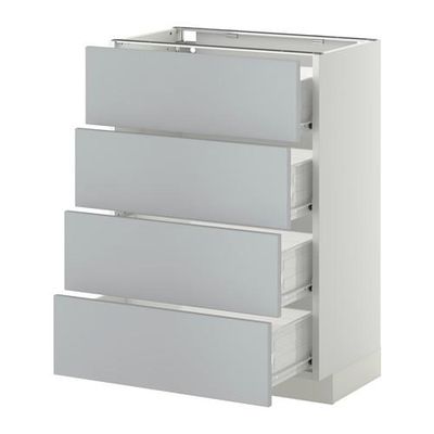 МЕТОД / ФОРВАРА Напольн шкаф 4 фронт панели/4 ящика - 60x37 см, Веддинге серый, белый МЕТОД / ФОРВАРА Напольн шкаф 4 фронт панели/4 ящика - 60x37 см, Веддинге серый, белый