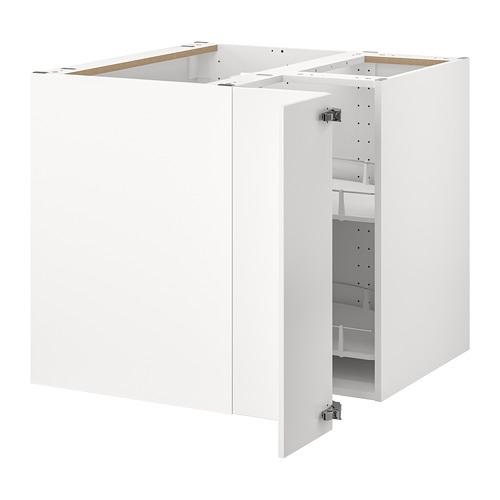 METOD угл напольн шкаф с вращающ секц белый/Веддинге белый 87.5x88 cm