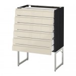 МЕТОД / МАКСИМЕРА Напольн шкаф 6фронт пнл/6 низ ящ - под дерево черный, Воксторп глянцевый светло-бежевый, 60x37x60 см МЕТОД / МАКСИМЕРА Напольн шкаф 6фронт пнл/6 низ ящ - под дерево черный, Воксторп глянцевый светло-бежевый, 60x37x60 см