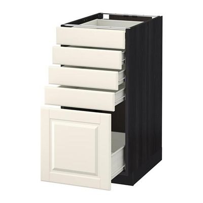 МЕТОД / ФОРВАРА Напольный шкаф с 5 ящиками - 40x60 см, Будбин белый с оттенком, под дерево черный МЕТОД / ФОРВАРА Напольный шкаф с 5 ящиками - 40x60 см, Будбин белый с оттенком, под дерево черный