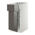 МЕТОД / МАКСИМЕРА Напольн шкаф с пров корз/ящ/дверью - 40x60 см, Рингульт глянцевый серый, белый