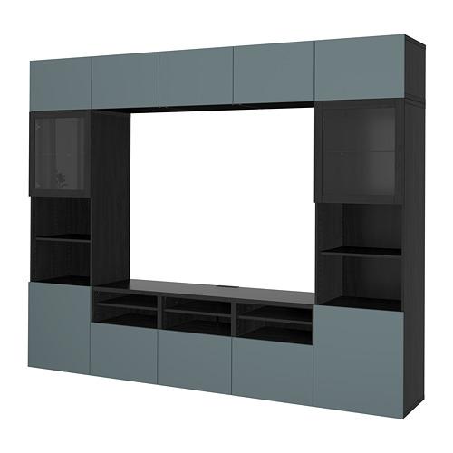 BESTÅ шкаф для ТВ, комбин/стеклян дверцы серый