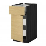 МЕТОД / ФОРВАРА Нплн шк дв/фрнт/2нзк/2срд ящ - под дерево черный, Тингсрид под березу, 40x60 см