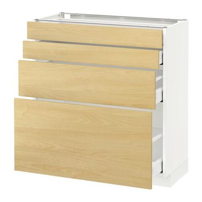 МЕТОД / МАКСИМЕРА Напольн шкаф 4 фронт панели/4 ящика - 80x37 см, Тингсрид под березу, белый МЕТОД / МАКСИМЕРА Напольн шкаф 4 фронт панели/4 ящика - 80x37 см, Тингсрид под березу, белый