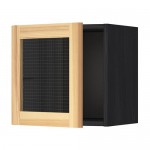 МЕТОД Навесной шкаф со стеклянной дверью - под дерево черный, Торхэмн естественный ясень МЕТОД Навесной шкаф со стеклянной дверью - под дерево черный, Торхэмн естественный ясень