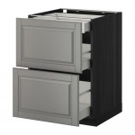 МЕТОД Напольный шкаф/2фасада/3ящика - под дерево черный, Будбин серый, 60x60 см