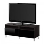 БЕСТО Тумба д/ТВ с ящиками - черно-коричневый/глянцевый черный