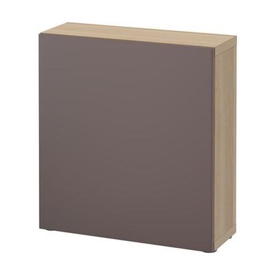 БЕСТО Стеллаж с дверью - под беленый дуб/Вальвикен темно-коричневый