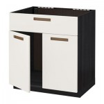 МЕТОД Напольн шкаф п-мойку 2 двр/фрн пнл - Мэрста белый, под дерево черный МЕТОД Напольн шкаф п-мойку 2 двр/фрн пнл - Мэрста белый, под дерево черный
