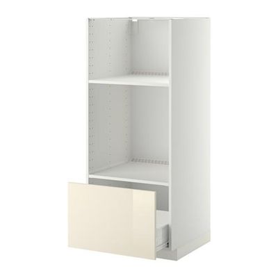 МЕТОД / ФОРВАРА Высокий шкаф с ящиком д/духовки/СВЧ - Рингульт глянцевый кремовый, белый МЕТОД / ФОРВАРА Высокий шкаф с ящиком д/духовки/СВЧ - Рингульт глянцевый кремовый, белый