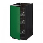 МЕТОД Напольный шкаф с проволочн ящиками - 40x60 см, Флэди зеленый, под дерево черный