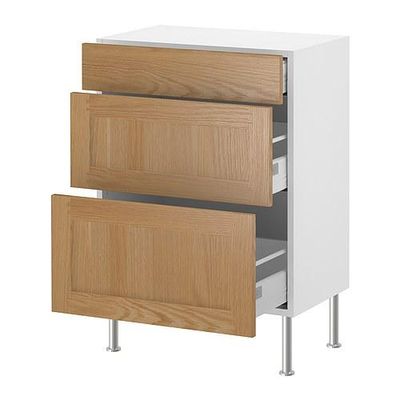 ФАКТУМ Напольный шкаф с 3 ящиками - Тидахольм дуб, 80x37 см