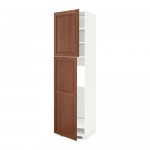 МЕТОД Высокий шкаф д/холодильника/2дверцы - белый, Филипстад коричневый, 60x60x220 см