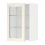 МЕТОД Навесной шкаф с полками/стекл дв - 40x60 см, Хитарп белый с оттенком, белый