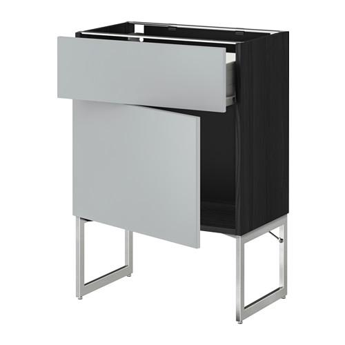 МЕТОД / ФОРВАРА Напольный шкаф с ящиком/дверью - 60x37x60 см, Веддинге серый, под дерево черный