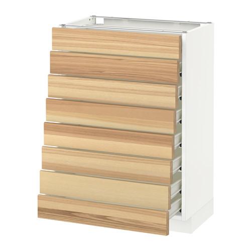 МЕТОД / ФОРВАРА Наполн шкаф 8 фронт/8 низк ящиков - белый, Торхэмн естественный ясень, 60x37 см