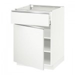 МЕТОД / МАКСИМЕРА Напольный шкаф с ящиком/дверью - 60x60 см, Нодста белый/алюминий, белый