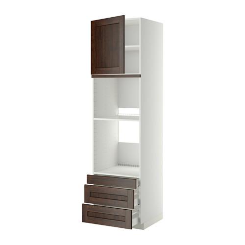 МЕТОД / МАКСИМЕРА Выс шкаф д/дхвк/комб дхвк+двр/3ящ - белый, Эдсерум под дерево коричневый, 60x60x220 см