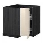 МЕТОД Угл напольн шкаф с вращающ секц - Рингульт глянцевый кремовый, под дерево черный МЕТОД Угл напольн шкаф с вращающ секц - Рингульт глянцевый кремовый, под дерево черный