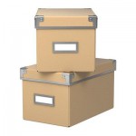 КАССЕТ Коробка с крышкой - естественный, 16x26x15 см