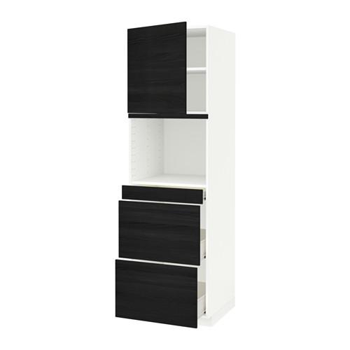 МЕТОД / ФОРВАРА Высокий шкаф д/СВЧ/дверца/3ящика - белый, Тингсрид под дерево черный, 60x60x200 см МЕТОД / ФОРВАРА Высокий шкаф д/СВЧ/дверца/3ящика - белый, Тингсрид под дерево черный, 60x60x200 см