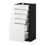 МЕТОД / ФОРВАРА Нплн шк 5фронт/4нзк/2срд ящ - под дерево черный, Рингульт глянцевый белый, 40x37 см