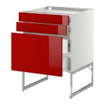 МЕТОД / ФОРВАРА Напольн шкаф 3фронт пнл/2низ/2ср ящ - 60x60x60 см, Рингульт глянцевый красный, белый МЕТОД / ФОРВАРА Напольн шкаф 3фронт пнл/2низ/2ср ящ - 60x60x60 см, Рингульт глянцевый красный, белый