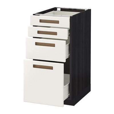 МЕТОД / ФОРВАРА Напольн шкаф 4 фронт панели/4 ящика - 40x60 см, Мэрста белый, под дерево черный МЕТОД / ФОРВАРА Напольн шкаф 4 фронт панели/4 ящика - 40x60 см, Мэрста белый, под дерево черный