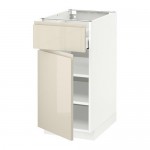 МЕТОД / МАКСИМЕРА Напольный шкаф с ящиком/дверью - белый, Воксторп глянцевый светло-бежевый, 40x60 см
