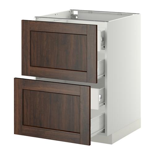 МЕТОД / ФОРВАРА Напольн шкаф 2 фронт пнл/4 средн ящ - белый, Эдсерум под дерево коричневый, 60x60 см МЕТОД / ФОРВАРА Напольн шкаф 2 фронт пнл/4 средн ящ - белый, Эдсерум под дерево коричневый, 60x60 см
