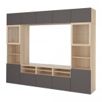 BESTÅ шкаф для ТВ, комбин/стеклян дверцы серый