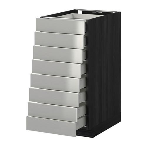 МЕТОД / МАКСИМЕРА Наполн шкаф 8 фронт/8 низк ящиков - под дерево черный, Гревста нержавеющ сталь, 40x60 см МЕТОД / МАКСИМЕРА Наполн шкаф 8 фронт/8 низк ящиков - под дерево черный, Гревста нержавеющ сталь, 40x60 см