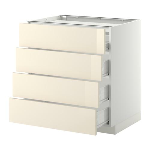 МЕТОД / ФОРВАРА Напольн шкаф/4фронт пнл/4ящика - 80x60 см, Рингульт глянцевый кремовый, белый МЕТОД / ФОРВАРА Напольн шкаф/4фронт пнл/4ящика - 80x60 см, Рингульт глянцевый кремовый, белый