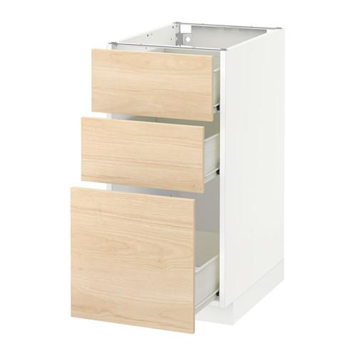 МЕТОД / ФОРВАРА Напольный шкаф с 3 ящиками - белый, Аскерсунд под светлый ясень, 40x60 см МЕТОД / ФОРВАРА Напольный шкаф с 3 ящиками - белый, Аскерсунд под светлый ясень, 40x60 см