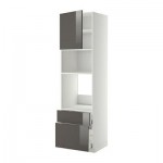 МЕТОД / МАКСИМЕРА Высок шкаф д/духовки/СВЧ/дверца/2ящ - 60x60x220 см, Рингульт глянцевый серый, белый МЕТОД / МАКСИМЕРА Высок шкаф д/духовки/СВЧ/дверца/2ящ - 60x60x220 см, Рингульт глянцевый серый, белый