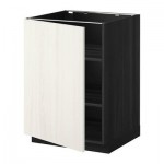 МЕТОД Напольный шкаф с полками - 60x60 см, Росдаль белый ясень, под дерево черный МЕТОД Напольный шкаф с полками - 60x60 см, Росдаль белый ясень, под дерево черный