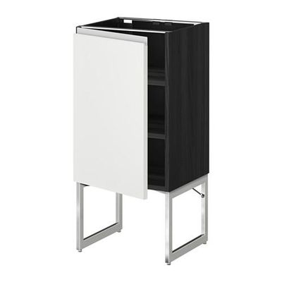 МЕТОД Напольный шкаф с полками - 40x37x60 см, Нодста белый/алюминий, под дерево черный