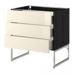 МЕТОД / ФОРВАРА Нплн шк 3 фрнт/3 средн ящика - 80x60x60 см, Рингульт глянцевый кремовый, под дерево черный МЕТОД / ФОРВАРА Нплн шк 3 фрнт/3 средн ящика - 80x60x60 см, Рингульт глянцевый кремовый, под дерево черный