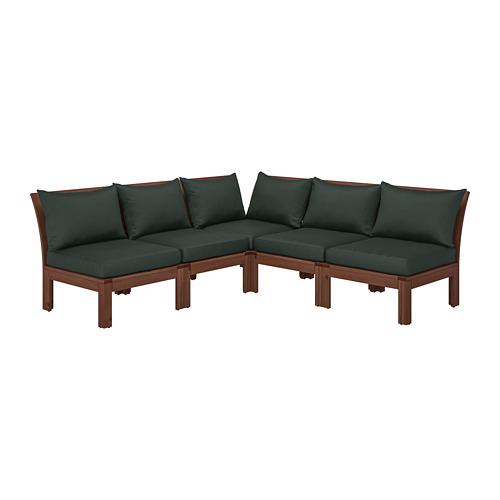 ÄPPLARÖ модульный угл 4-мест диван, садовый коричневая морилка/Холло черный