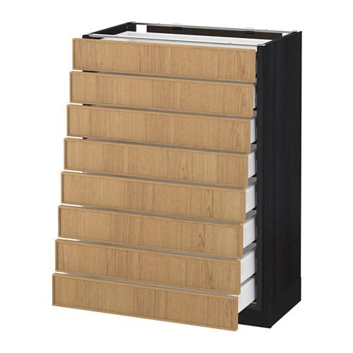 МЕТОД / МАКСИМЕРА Наполн шкаф 8 фронт/8 низк ящиков - под дерево черный, Экестад дуб, 60x37 см