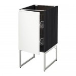 МЕТОД Напольный шкаф с проволочн ящиками - под дерево черный, Воксторп белый, 40x60x60 см