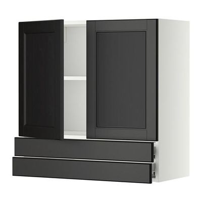 МЕТОД / ФОРВАРА Навесной шкаф/2дверцы/2ящика - 80x80 см, Лаксарби черно-коричневый, белый МЕТОД / ФОРВАРА Навесной шкаф/2дверцы/2ящика - 80x80 см, Лаксарби черно-коричневый, белый