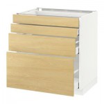 МЕТОД / МАКСИМЕРА Напольн шкаф 4 фронт панели/4 ящика - 80x60 см, Тингсрид под березу, белый