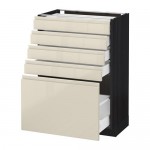 МЕТОД / МАКСИМЕРА Напольный шкаф с 5 ящиками - под дерево черный, Воксторп глянцевый светло-бежевый, 60x37 см МЕТОД / МАКСИМЕРА Напольный шкаф с 5 ящиками - под дерево черный, Воксторп глянцевый светло-бежевый, 60x37 см