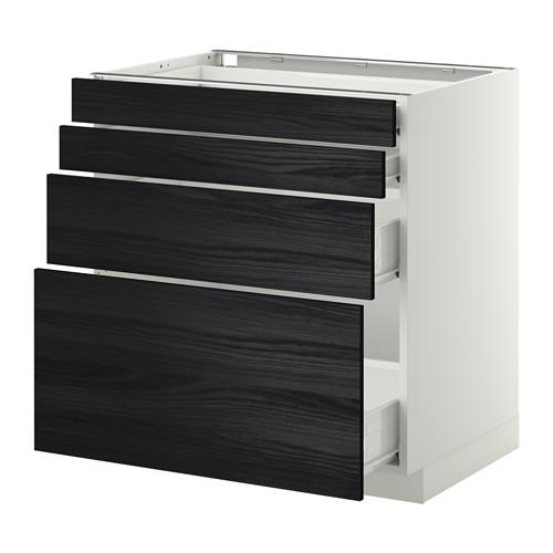 МЕТОД / ФОРВАРА Напольн шкаф 4 фронт панели/4 ящика - белый, Тингсрид под дерево черный, 80x60 см МЕТОД / ФОРВАРА Напольн шкаф 4 фронт панели/4 ящика - белый, Тингсрид под дерево черный, 80x60 см