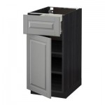 МЕТОД / ФОРВАРА Напольный шкаф с ящиком/дверью - 40x60 см, Будбин серый, под дерево черный МЕТОД / ФОРВАРА Напольный шкаф с ящиком/дверью - 40x60 см, Будбин серый, под дерево черный