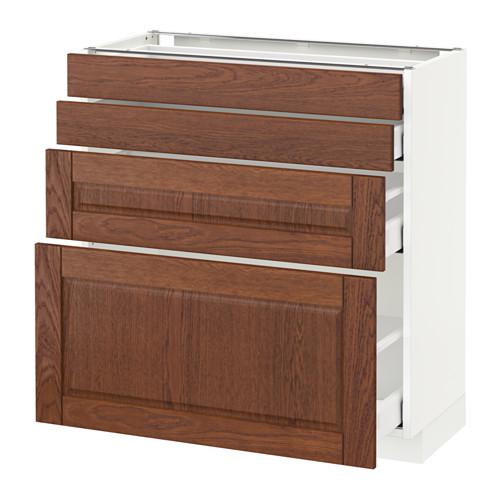МЕТОД / МАКСИМЕРА Напольн шкаф 4 фронт панели/4 ящика - белый, Филипстад коричневый, 80x37 см