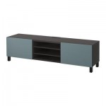 БЕСТО Тумба д/ТВ с ящиками - черно-коричневый/Вальвикен серо-бирюзовый, направляющие ящика,нажимные БЕСТО Тумба д/ТВ с ящиками - черно-коричневый/Вальвикен серо-бирюзовый, направляющие ящика,нажимные
